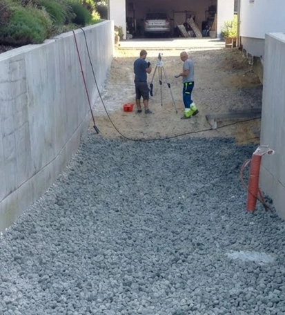 Enviro-Rock installed beneath a heated driveway project