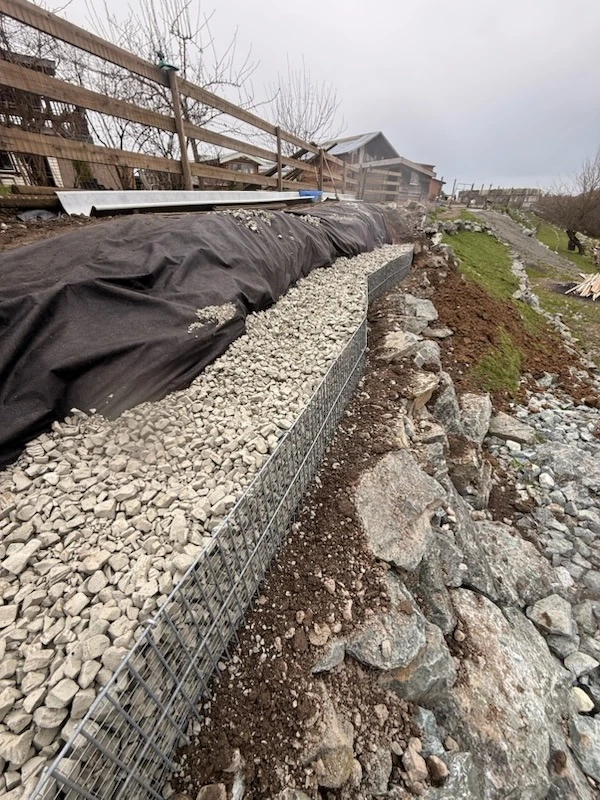 Enviro-Rock installed as lightweight retaining wall backfill on a real project
