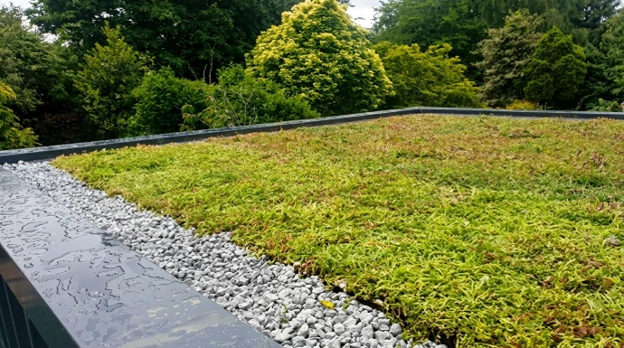 Enviro-Rock installed in a real green roof and rooftop landscape project