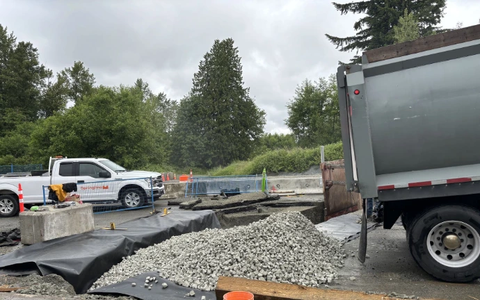 Enviro-Rock delivered for a utility and trench backfill project in Langley