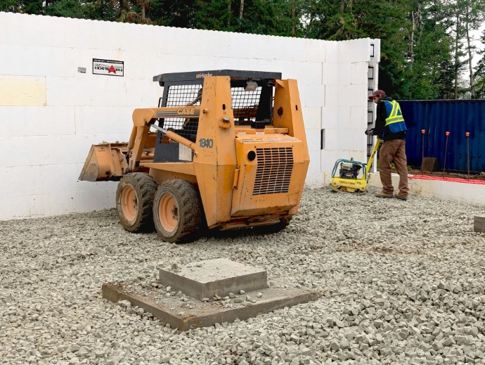 Enviro-Rock foam glass aggregate installed beneath a foundation project